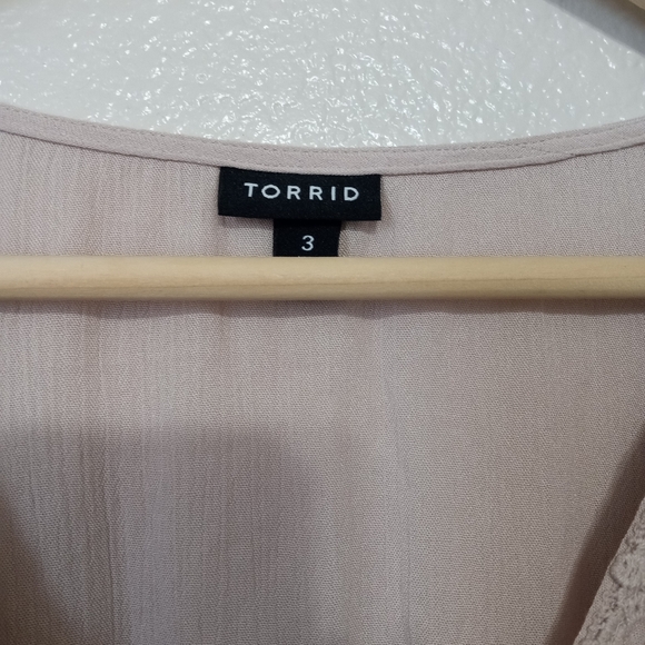 Torrid 3X Lace Up Sleeveless Tan Peasant Mushroom Babydoll Women's Top - Picture 3 of 8